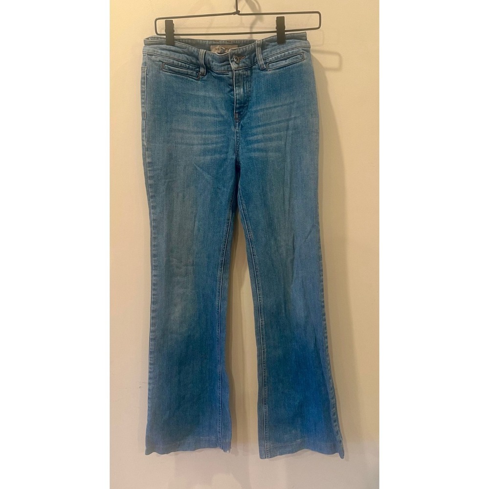 SEE BY CHLOE Vintage Rare Mid-Rise Flare Y2K Jeans Sz 4 Logo & Buttoned Pockets